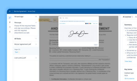 Electronic signature software used to complete a business agreement