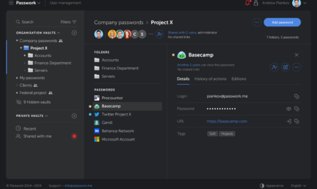 Team password manager securing shared business credentials
