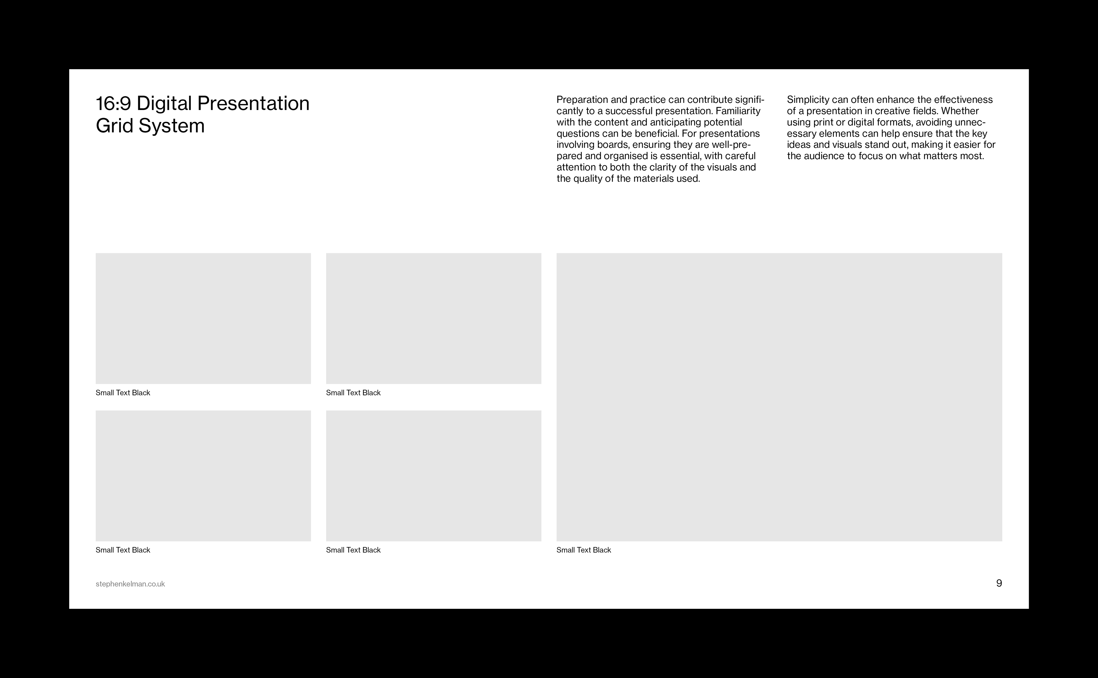 Consistent grid-based layout for professional presentation slides
