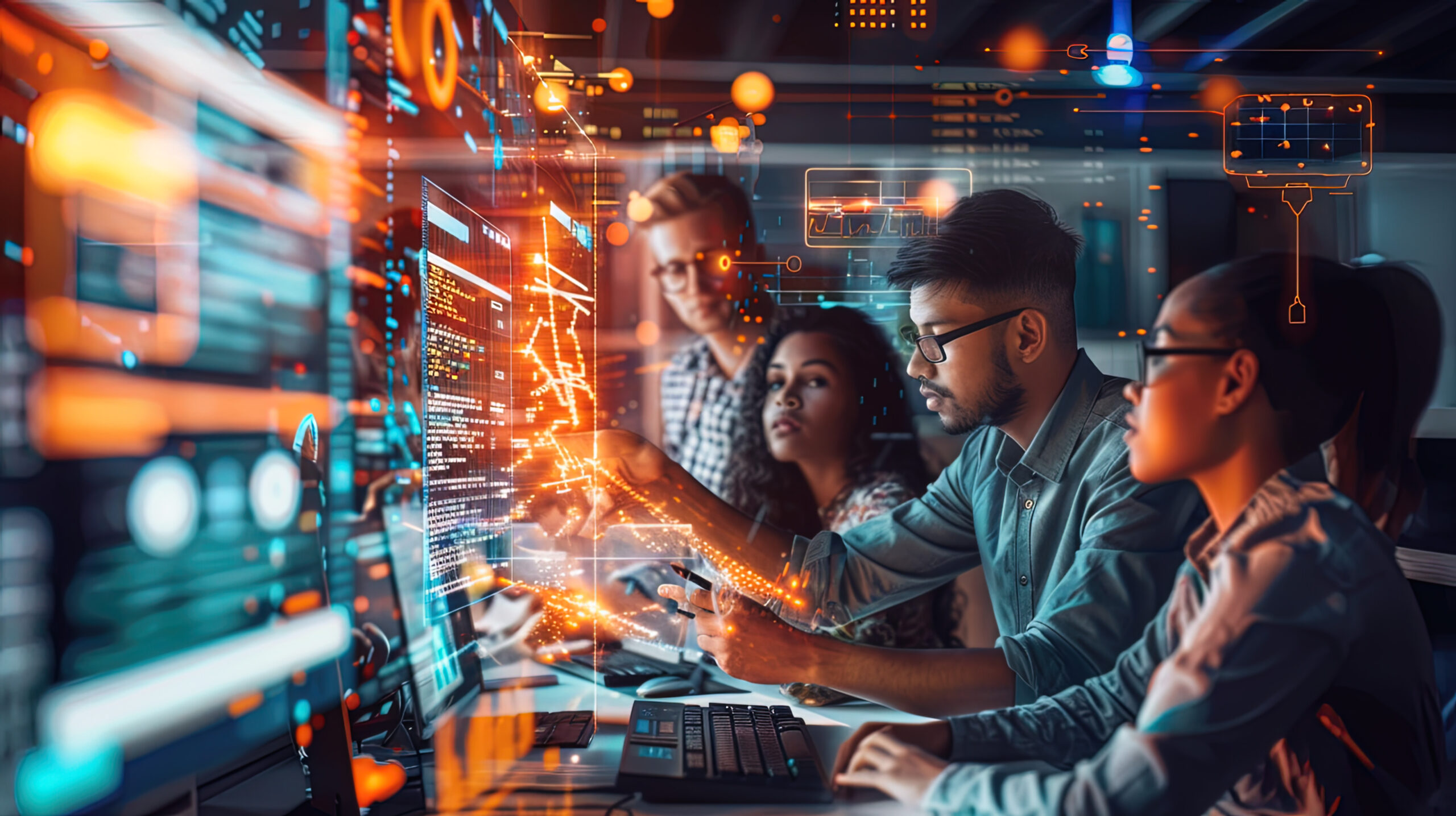 Team using AI productivity software for daily work